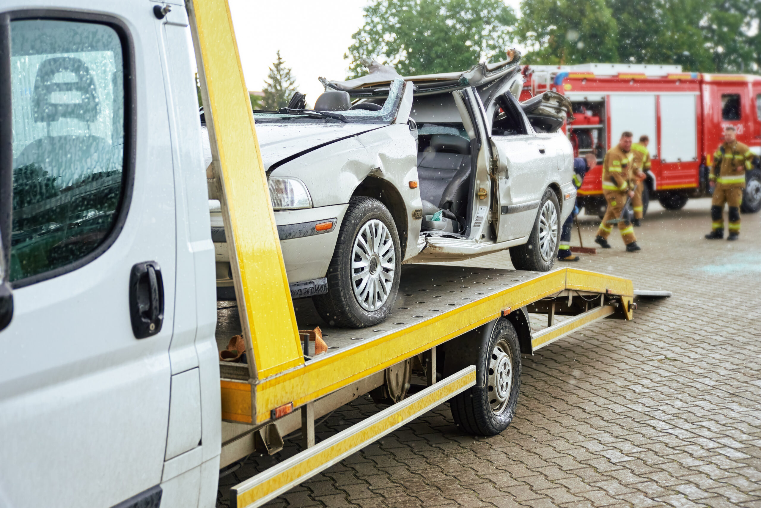 Accidental car loading into tow truck Accidental car loading into tow truck